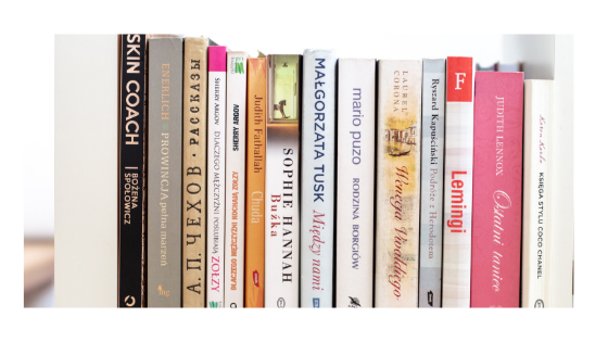 Stack of books lined up